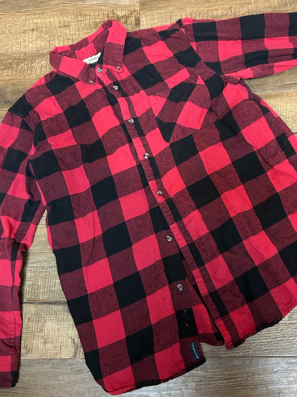 Magellan Men's Red and Black Buffalo Plaid Button-Down Shirt